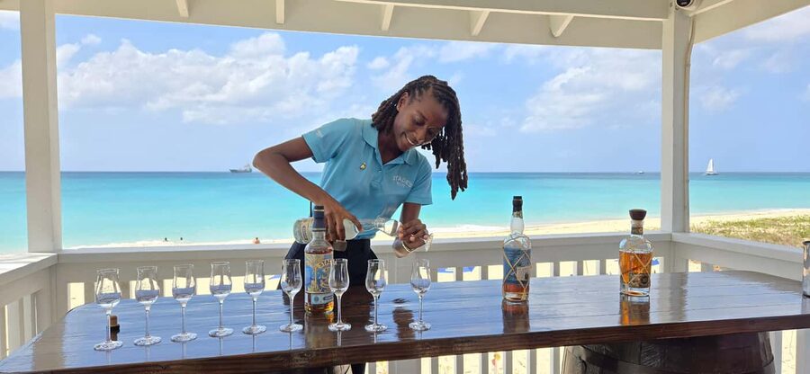 Bridgetown: Stade’s Rum Distillery Tour - Four rums on the Caribbean-facing deck